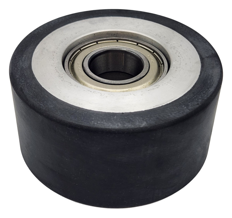 Rueda de contacto, 4" de diámetro x 2" de ancho x 5/8" de diámetro interior, cara plana, caucho de 70 Duro