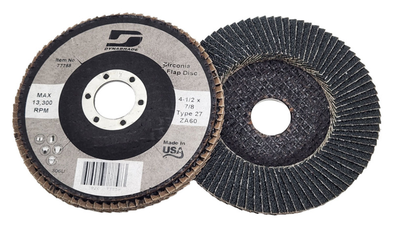 Disco de láminas DynaCut tipo 27, de 4-1/2" (114 mm) de diámetro x 7/8" de altura, grano 60, Z/A, con fibra de vidrio