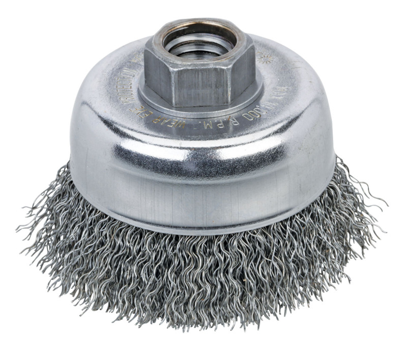 Cepillo de alambre DynaCut, 3" (76 mm) de diámetro x 0,014, 5/8-11 UNC, acero AH