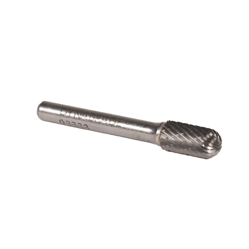 Carbide Burr, 3/8" (10 mm) Dia., SC-3 D/C Burr, Cylinder-Radiused End, 3/4" Flute L, 1/4" Shank