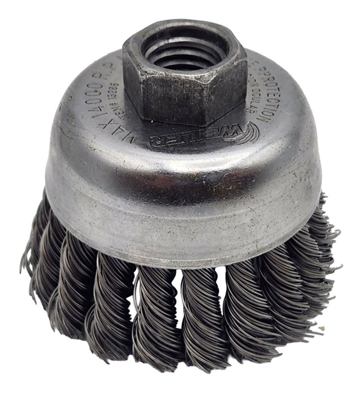 Knot Wire Cup Brush 2-3/4" (70 mm) Dia. x .014 x 5/8"-11 UNC AH Steel