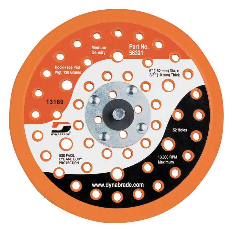 6" (152 mm) Dia. Vacuum Disc Pad, Hook-Face, 52 Holes
